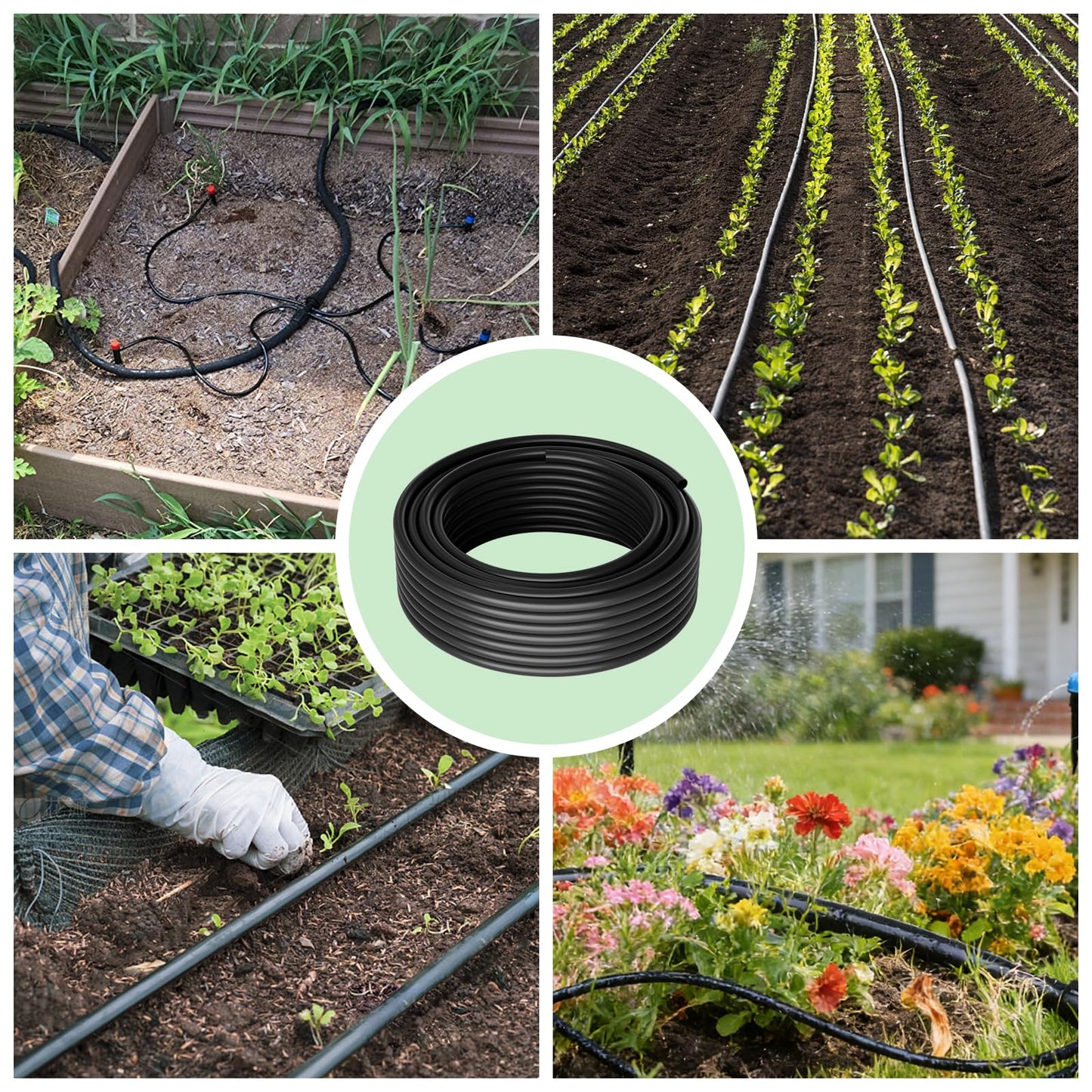 1/2 Inch Blank Drip Irrigation Tubing, 60FT Distribution Hose for Garden, Greenhouse & Raised Beds, Flexible UV-Resistant Watering Line for Drip Irrigation Systems