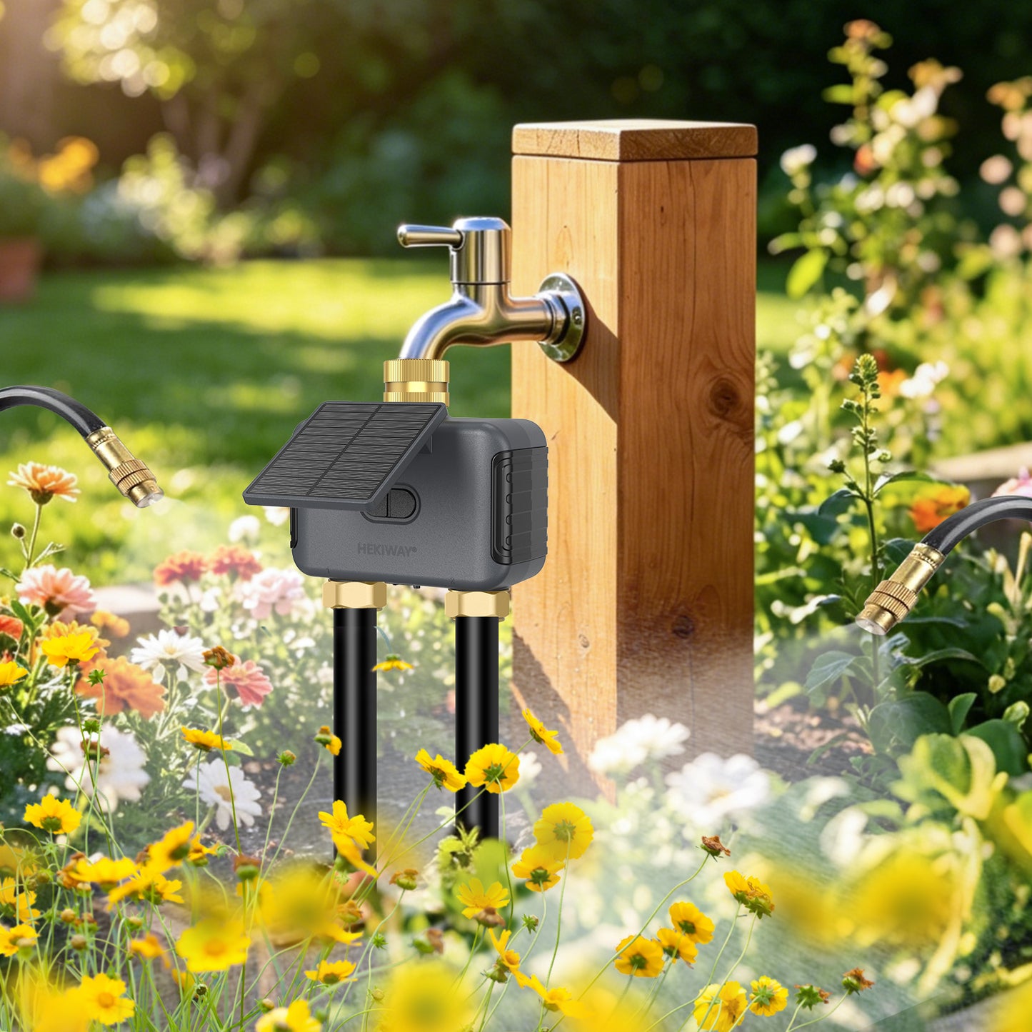 HEKIWAY - 120FT Drip Irrigation System with WiFi Solar Water Timer