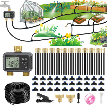 HEKIWAY - 120FT Drip Irrigation System with Smart Water Timer