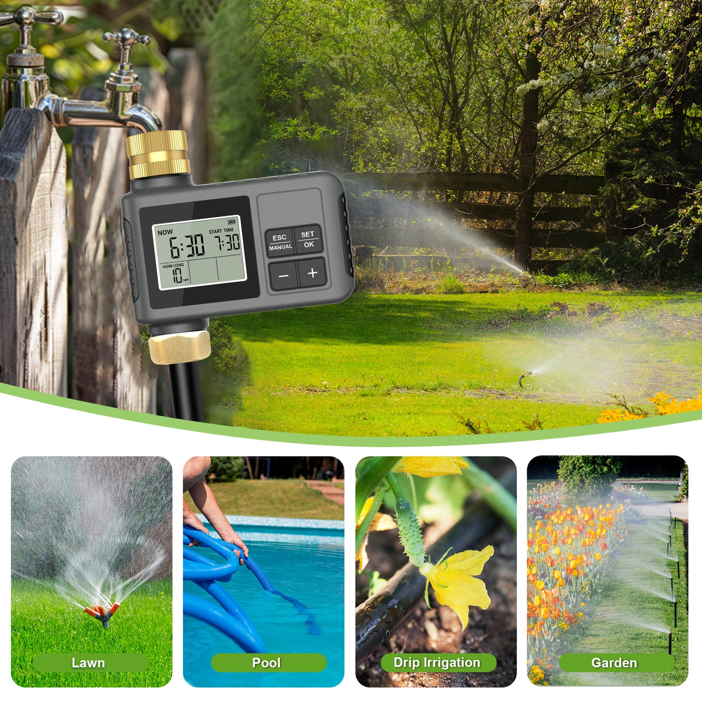 HEKIWAY - 60FT Drip Irrigation System with Water Timer