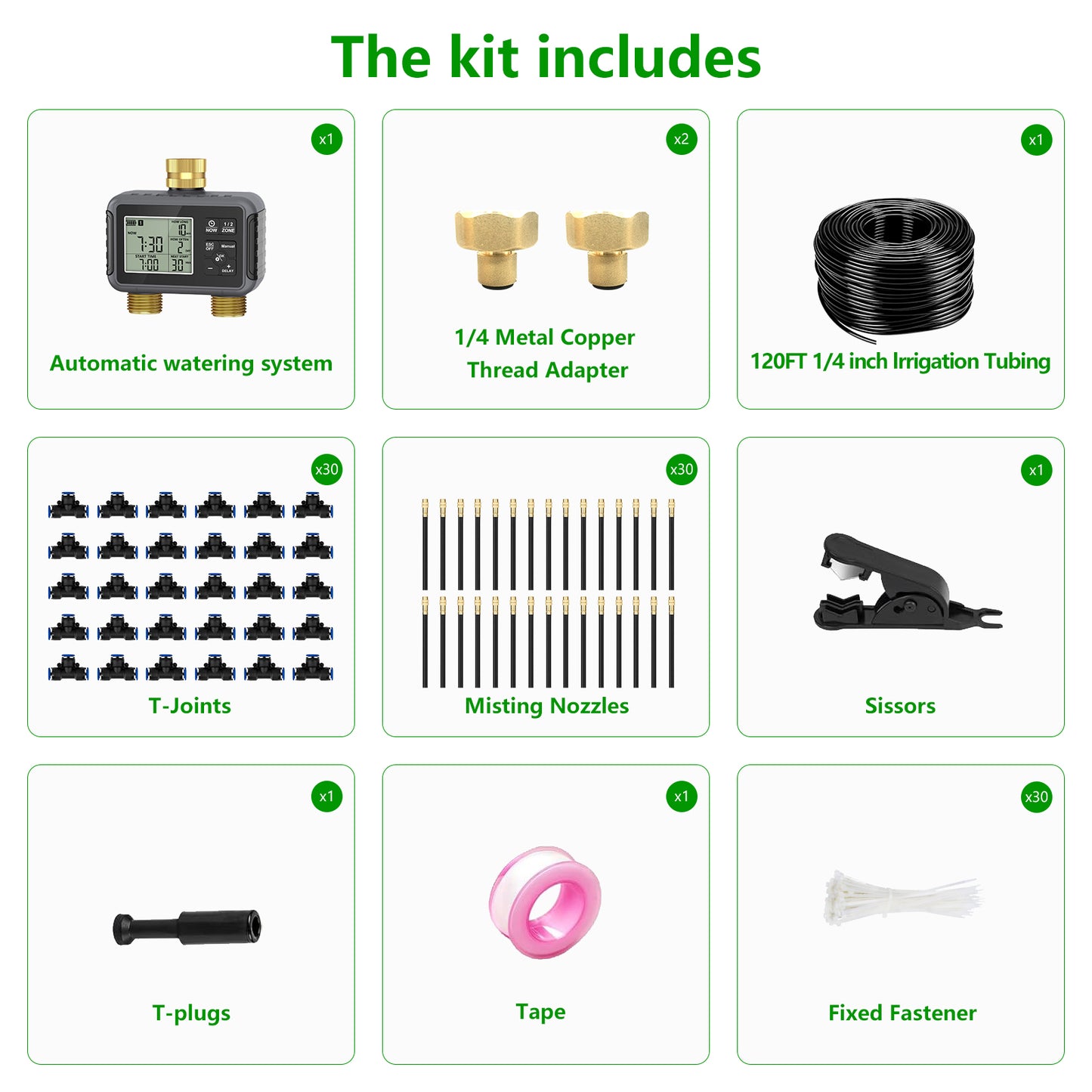 HEKIWAY - 120FT Drip Irrigation System with Smart Water Timer