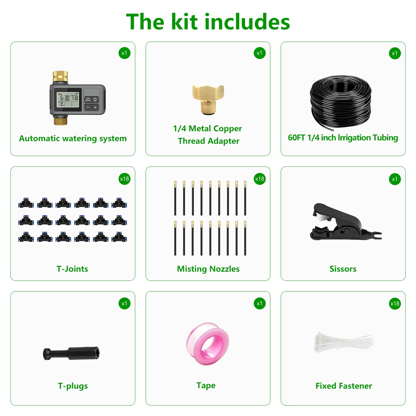 HEKIWAY - 60FT Drip Irrigation System with Water Timer