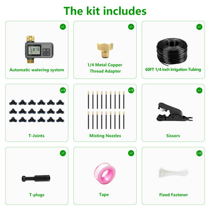 HEKIWAY - 60FT Drip Irrigation System with Water Timer