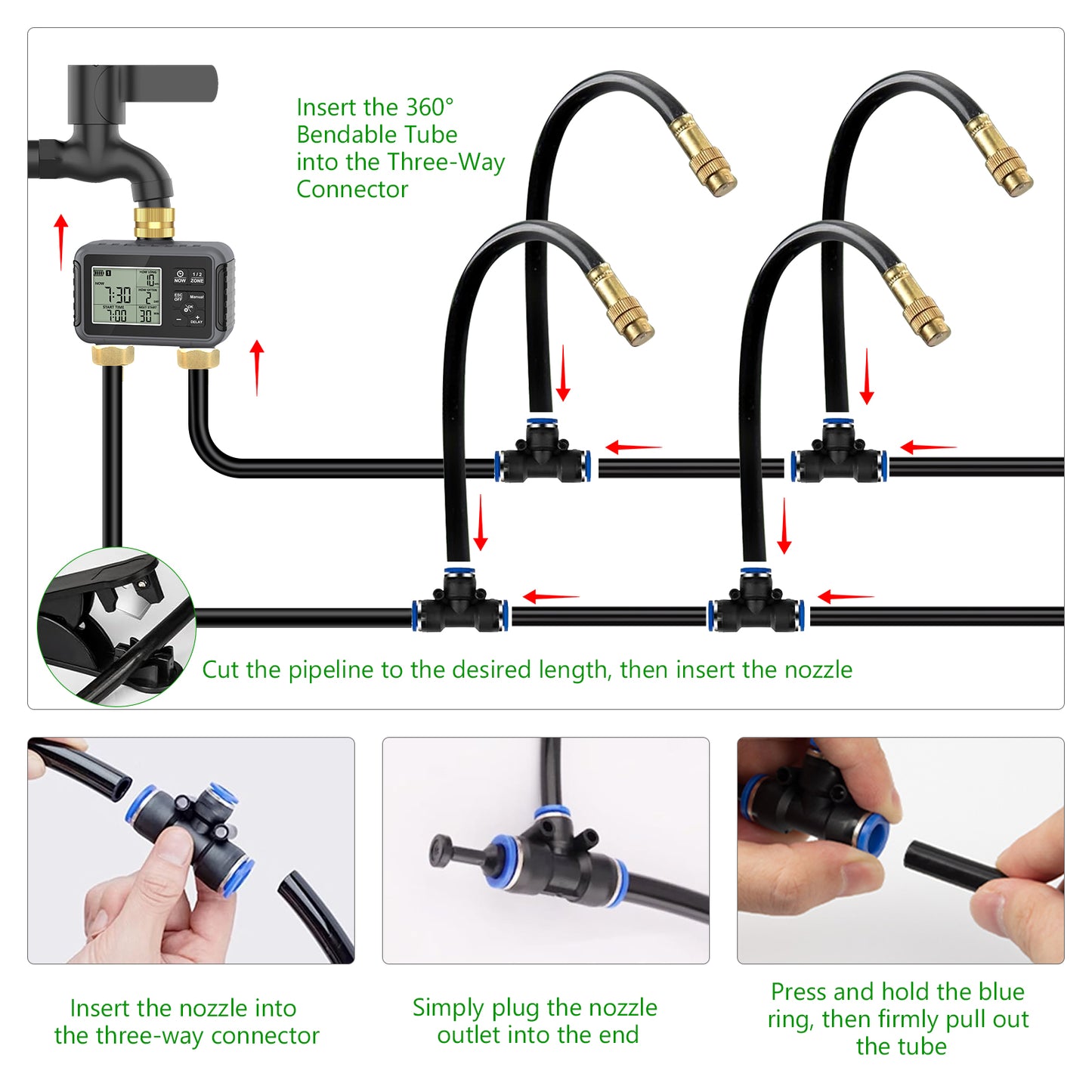 HEKIWAY - 120FT Drip Irrigation System with Smart Water Timer