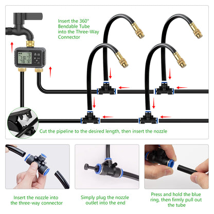 HEKIWAY - 120FT Drip Irrigation System with Smart Water Timer