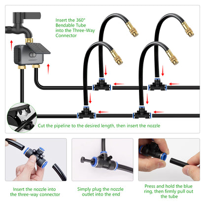 HEKIWAY - 120FT Drip Irrigation System with WiFi Solar Water Timer