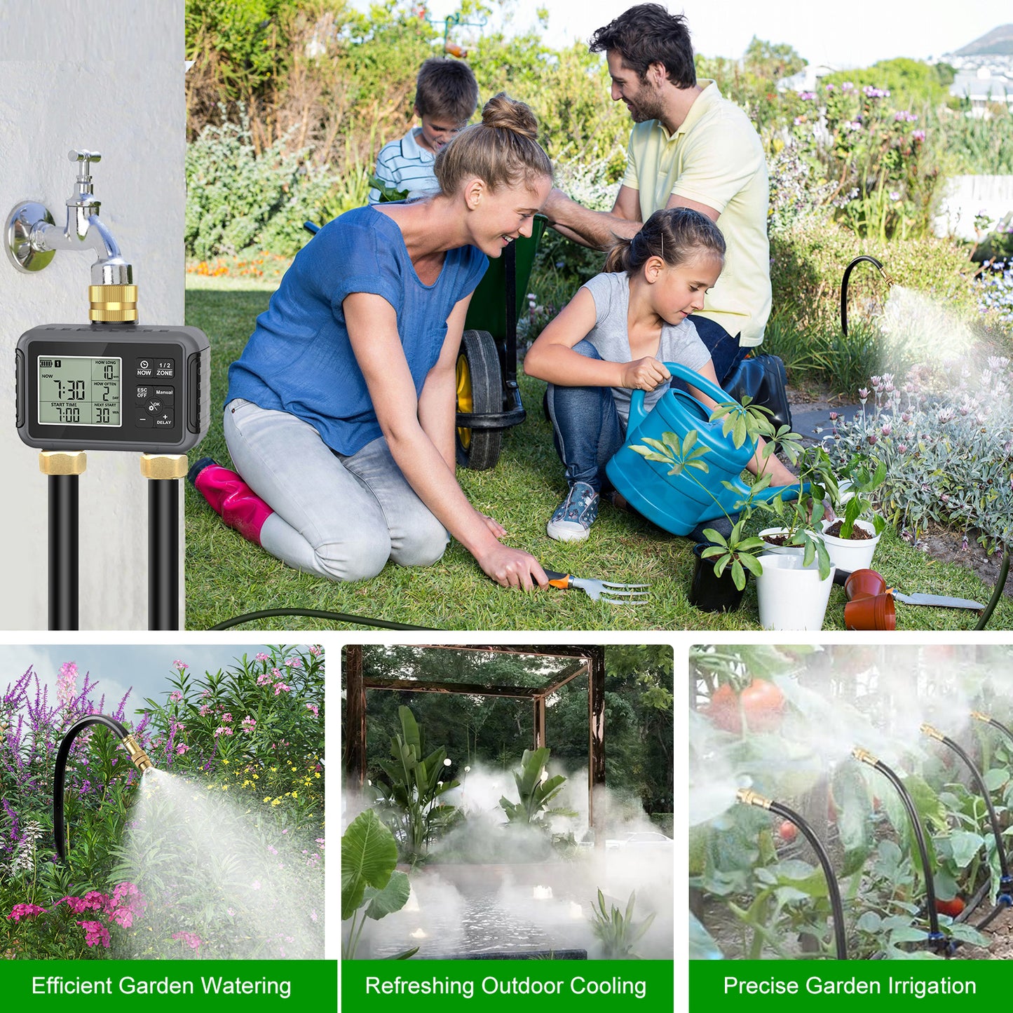HEKIWAY - 120FT Drip Irrigation System with Smart Water Timer