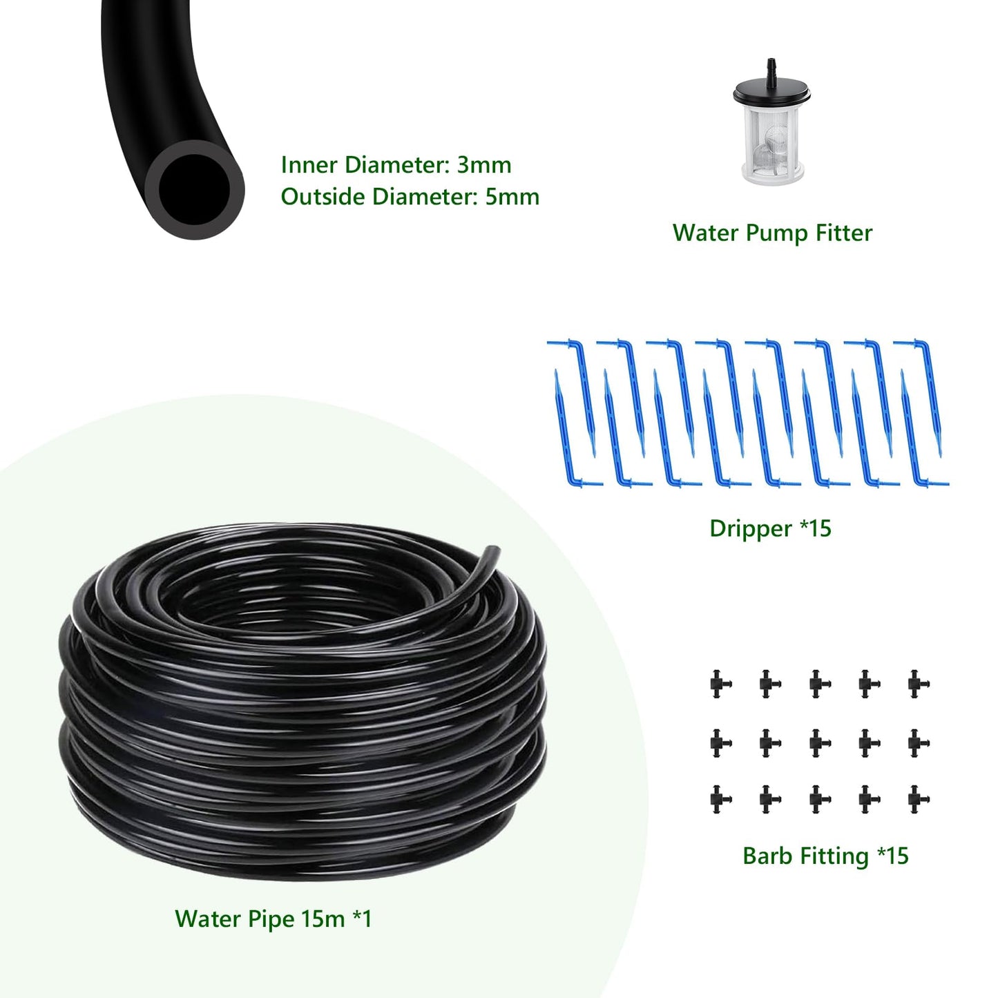 HEKIWAY - 49FT Solar Drip Irrigation Kit with Digital Screen