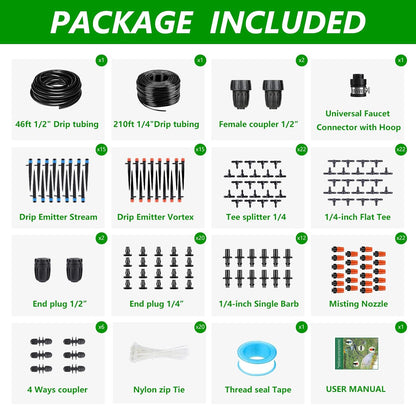HEKIWAY - 256FT Automatic Drip Irrigation System Kit