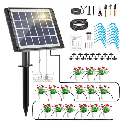 HEKIWAY - 49FT Solar Drip Irrigation Kit with Digital Screen