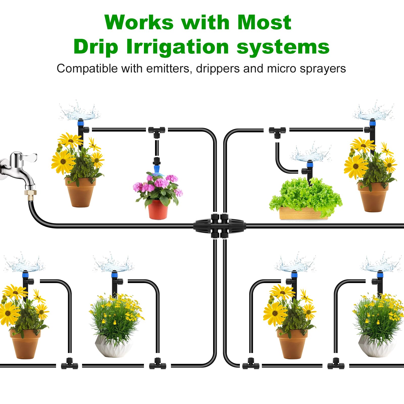 1/2 Inch Blank Drip Irrigation Tubing, 60FT Distribution Hose for Garden, Greenhouse & Raised Beds, Flexible UV-Resistant Watering Line for Drip Irrigation Systems