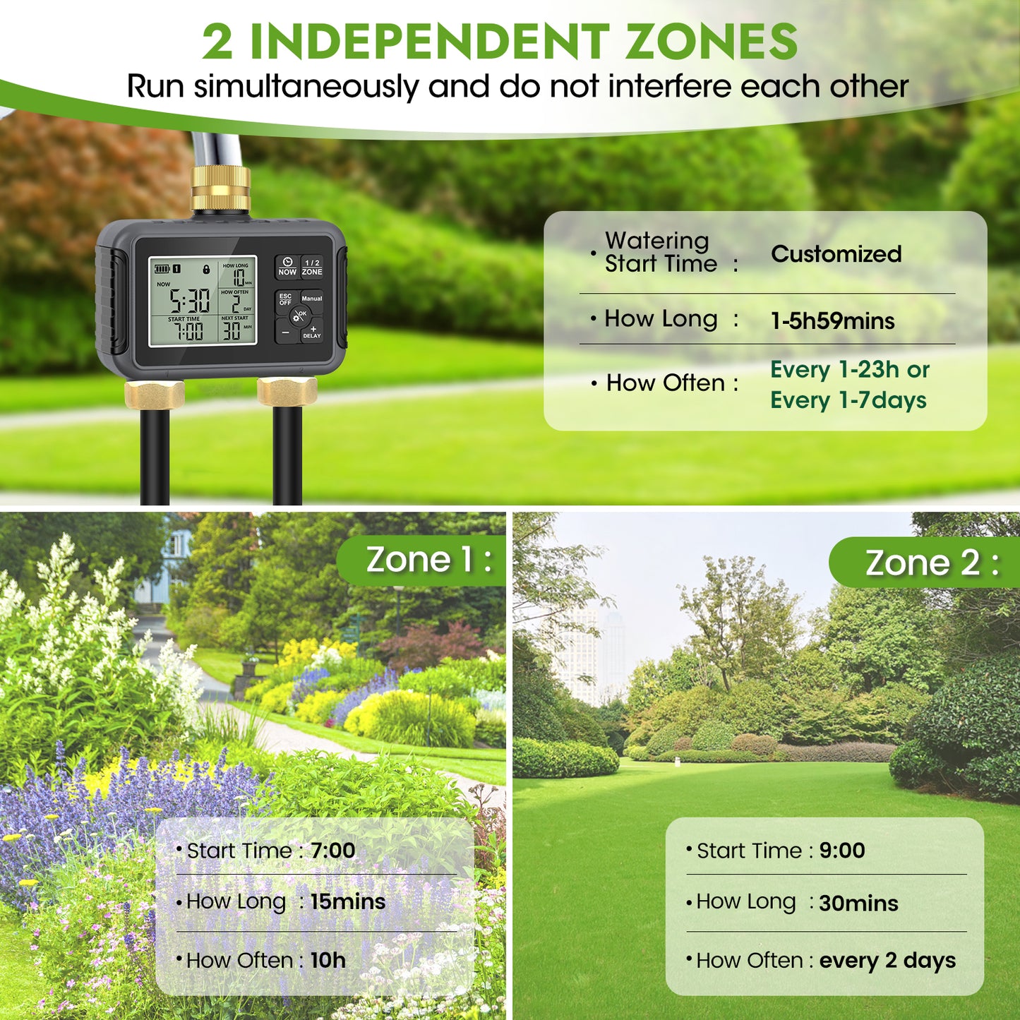 HEKIWAY - 120FT Drip Irrigation System with Smart Water Timer