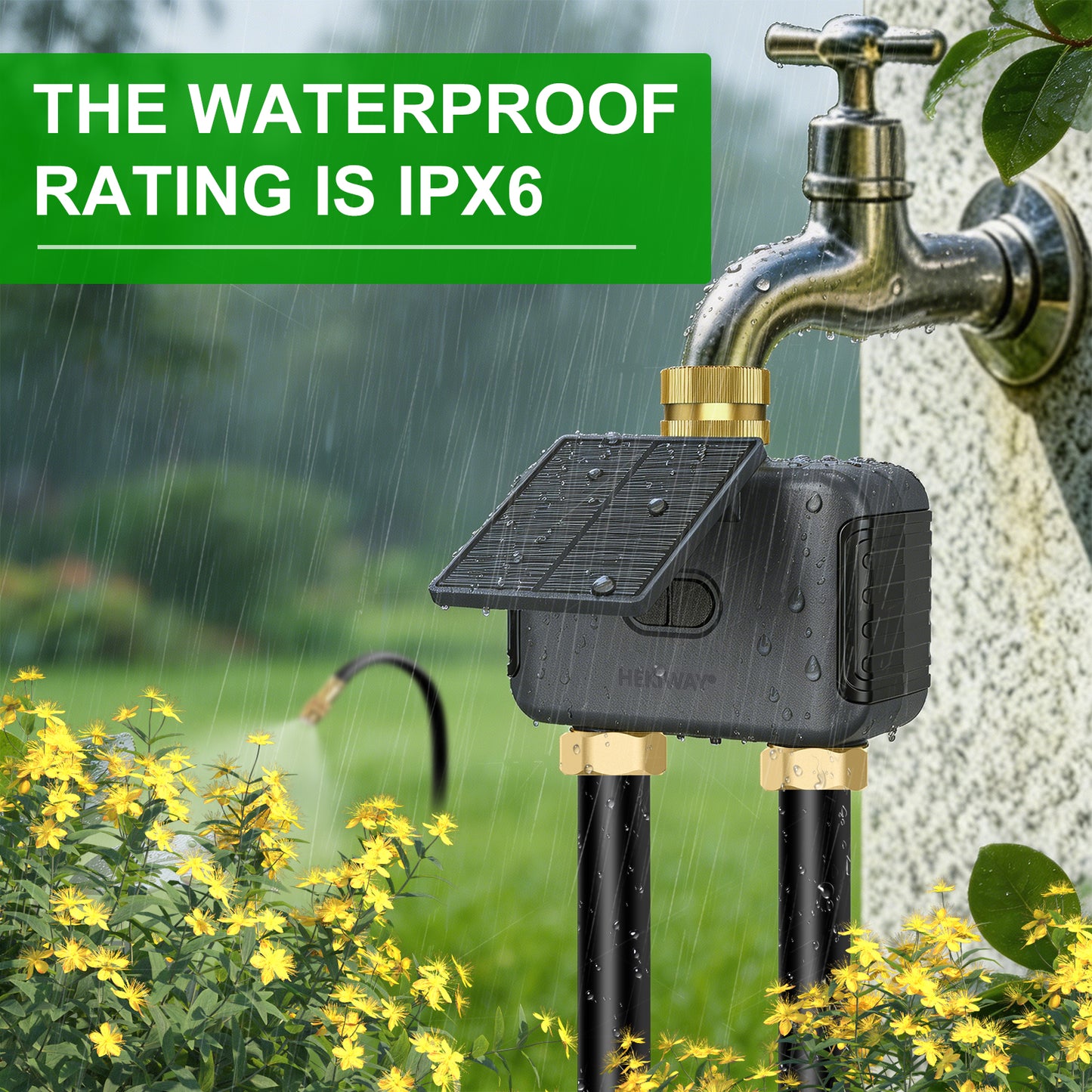 HEKIWAY - 120FT Drip Irrigation System with WiFi Solar Water Timer