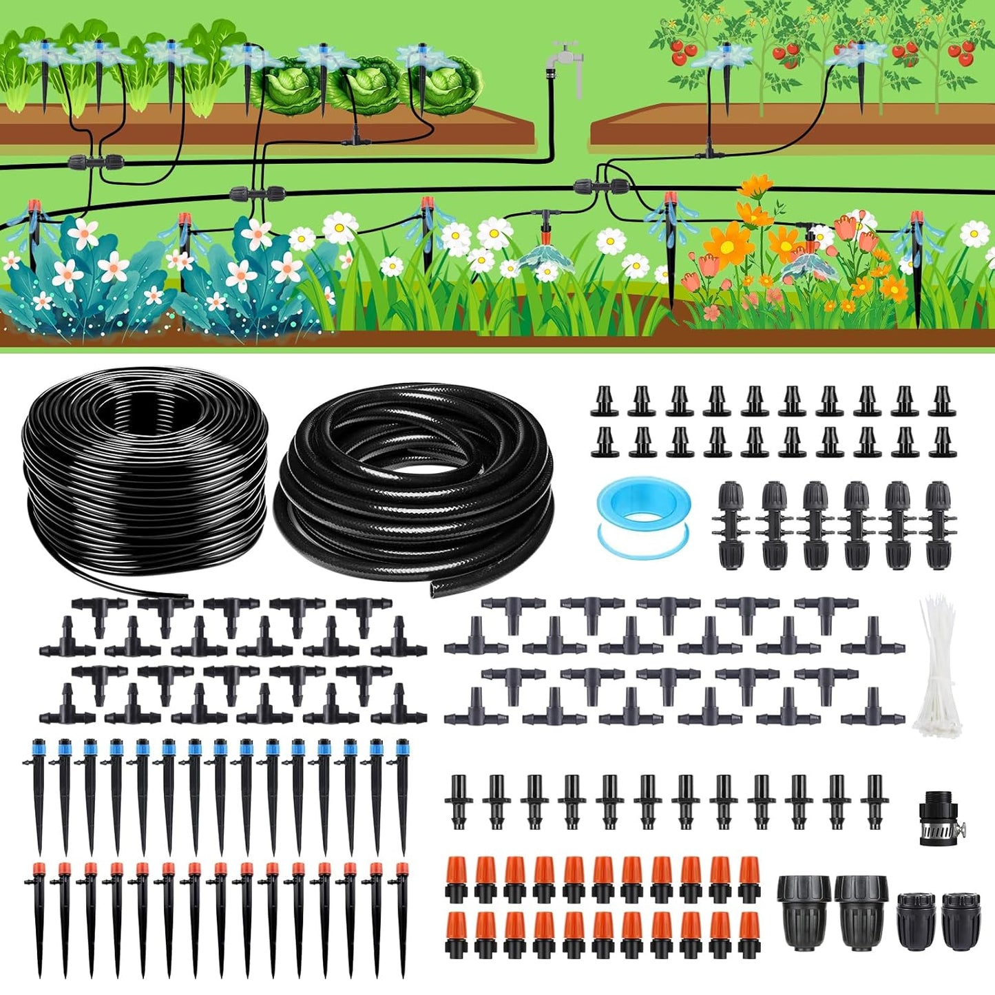 HEKIWAY - 256FT Automatic Drip Irrigation System Kit