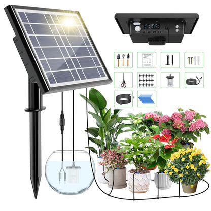 HEKIWAY - 49FT Solar Drip Irrigation Kit with Digital Screen