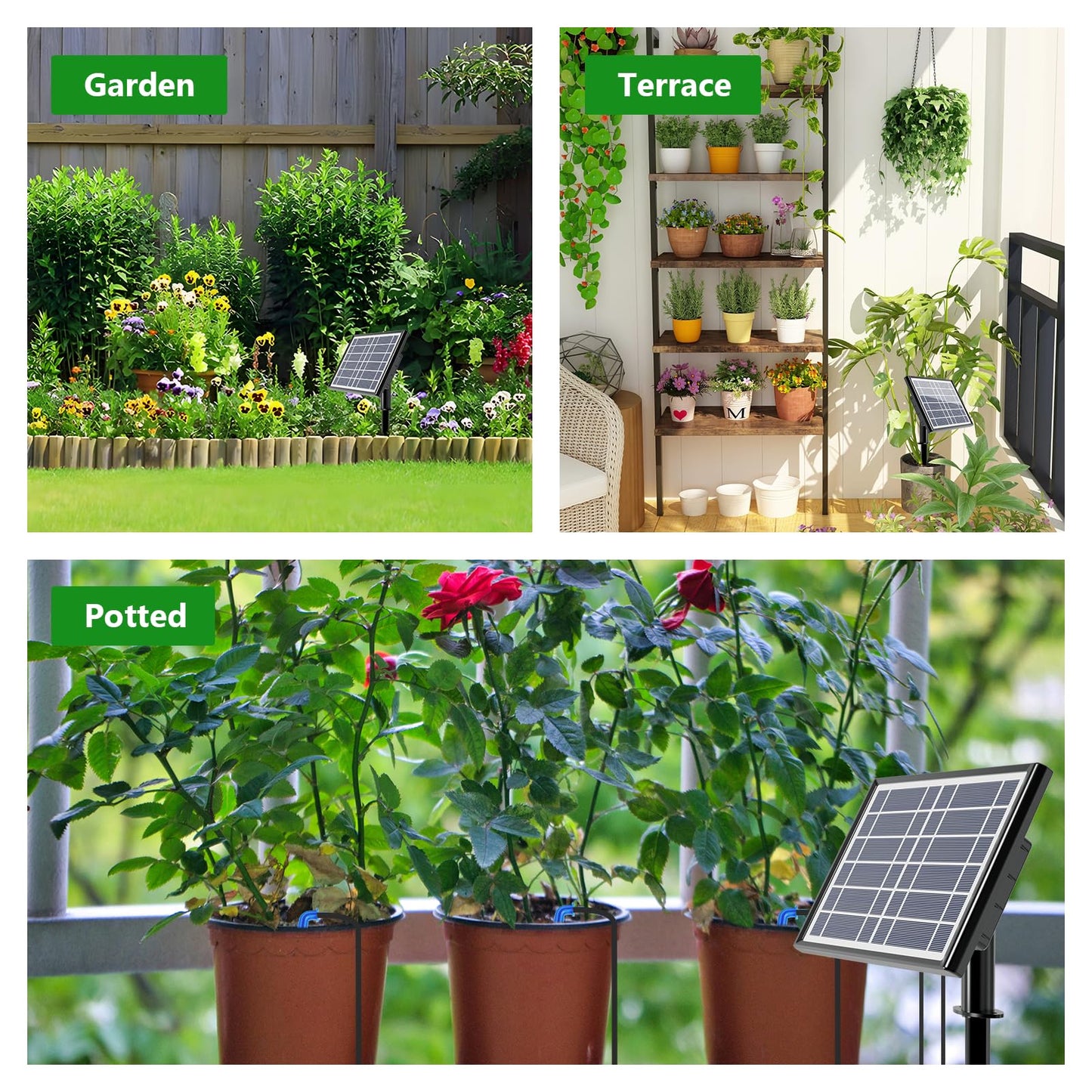 HEKIWAY - 49FT Solar Drip Irrigation Kit with Digital Screen