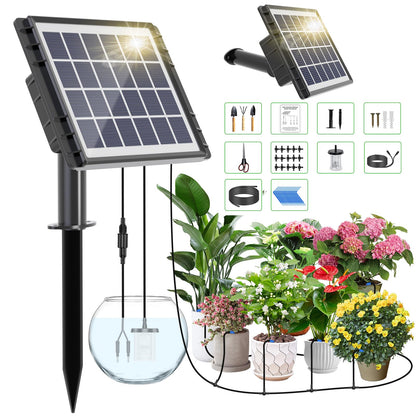 HEKIWAY - 49FT Solar Drip Irrigation Kit with Digital Screen