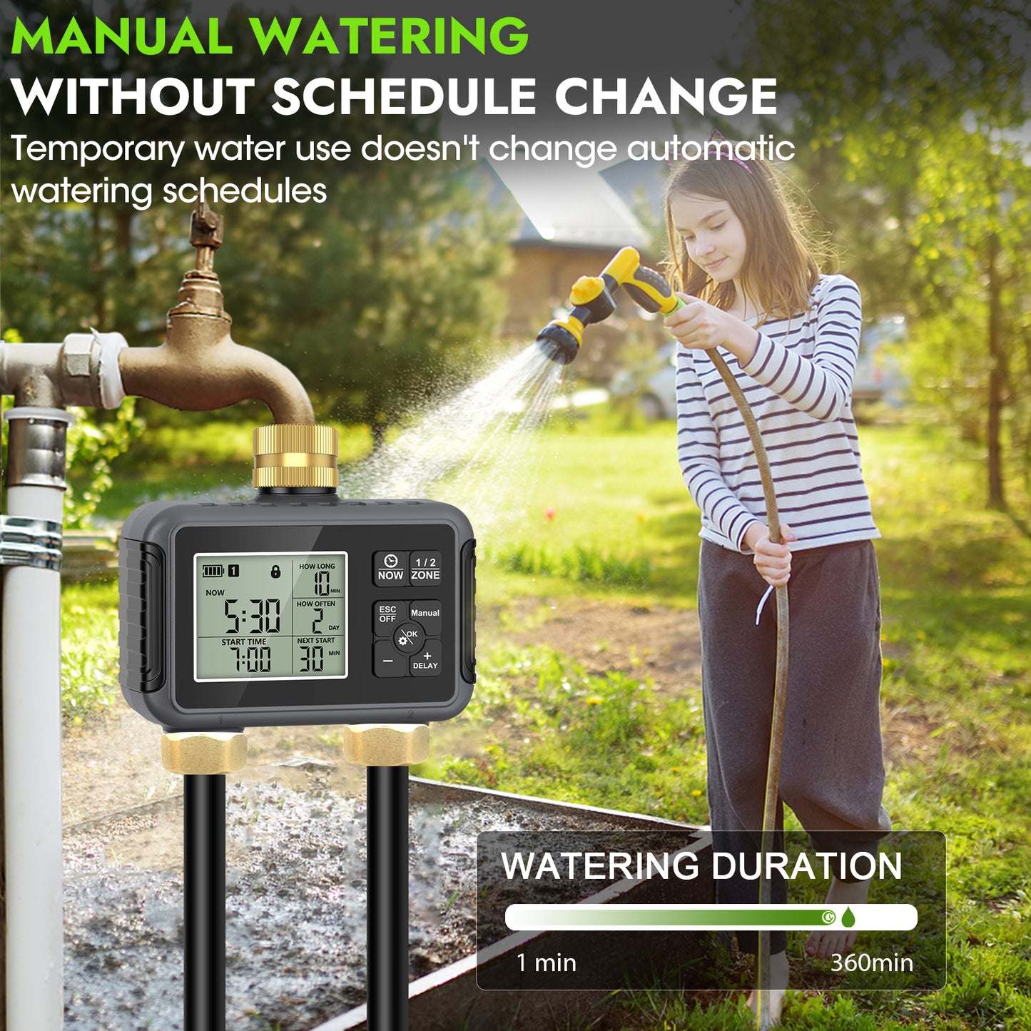 HEKIWAY - 120FT Drip Irrigation System with Smart Water Timer