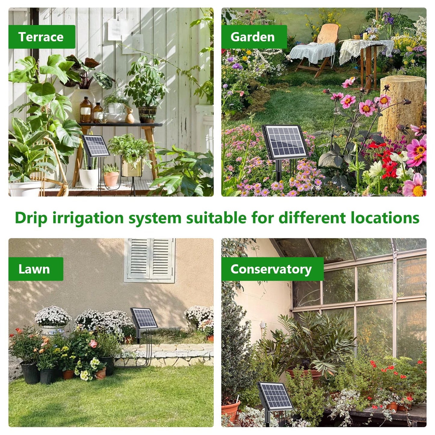 HEKIWAY - 49FT Solar Drip Irrigation Kit with Digital Screen