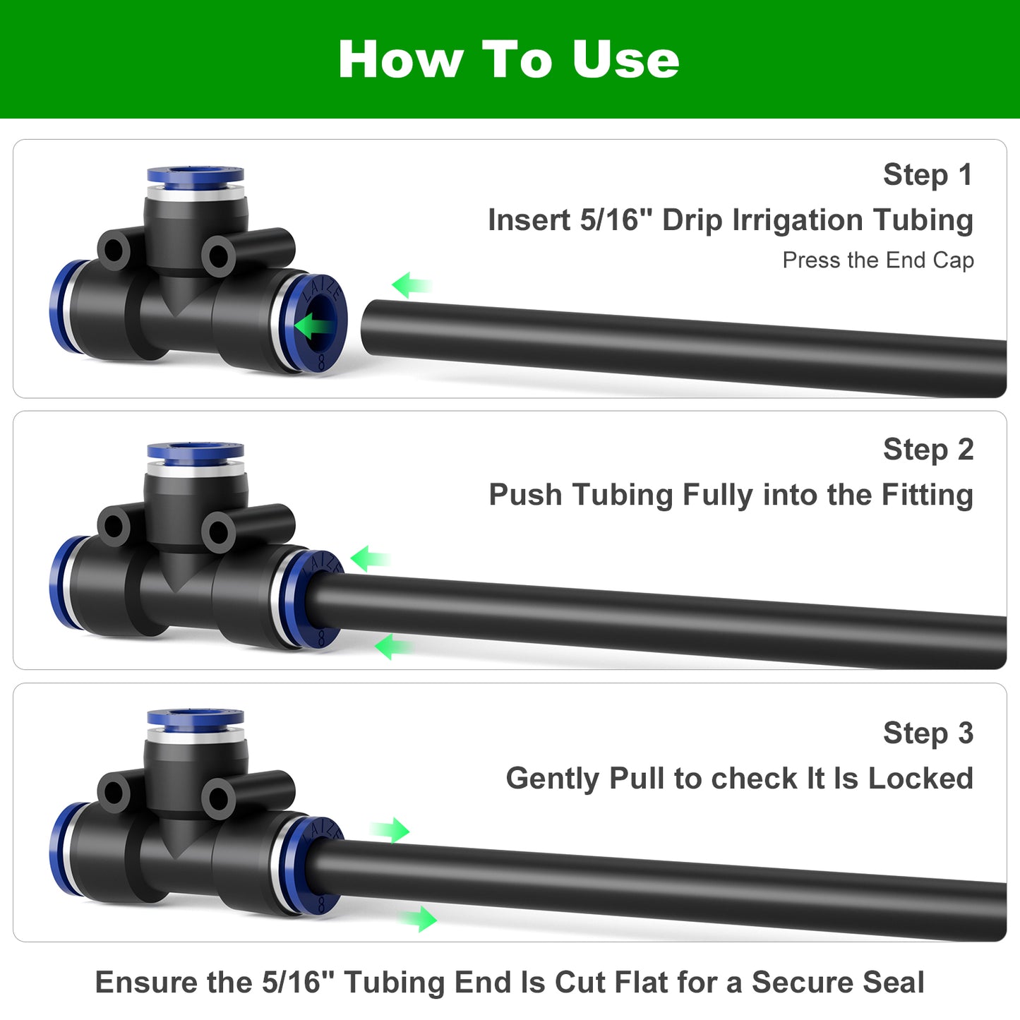 HEKIWAY - 5/16 Inch Drip Irrigation Tee Connectors