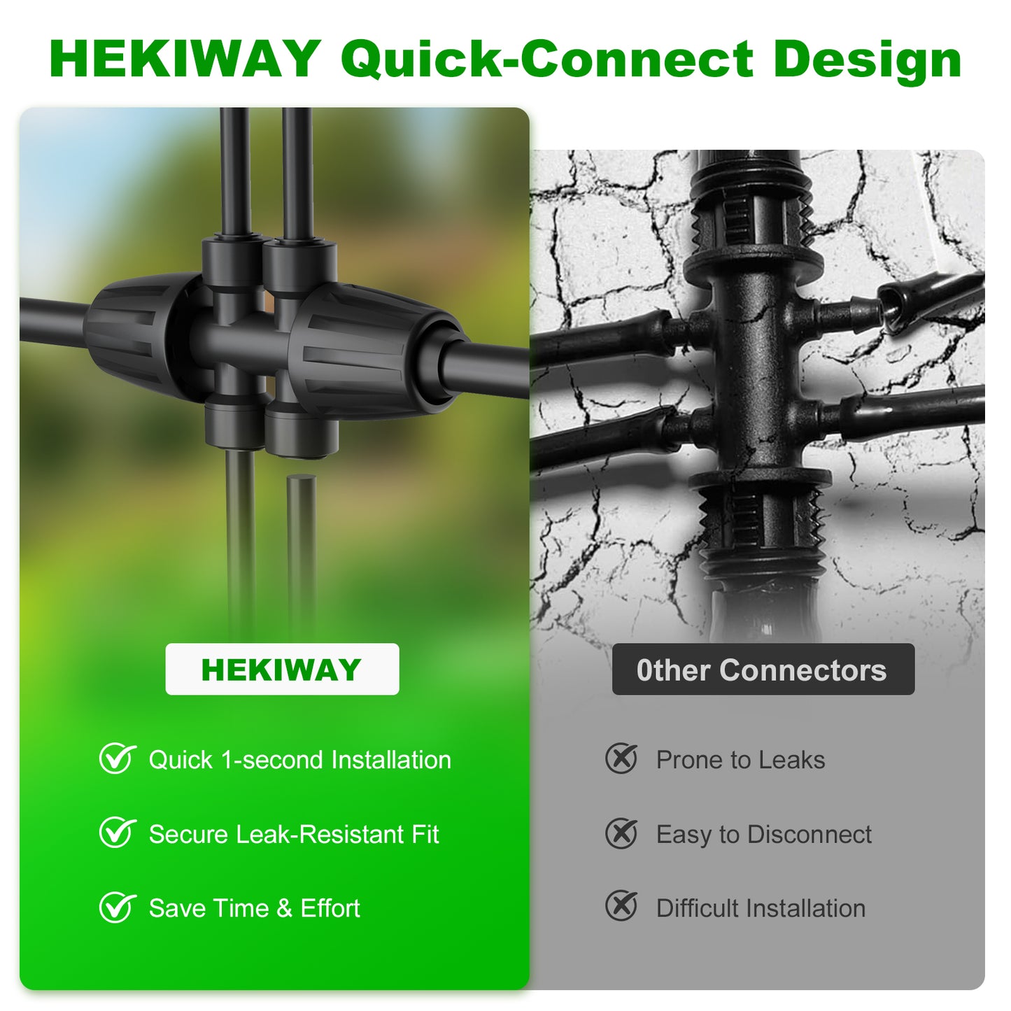 HEKIWAY - 1/2 Inch to 1/4 Inch Barbed Tee Connectors