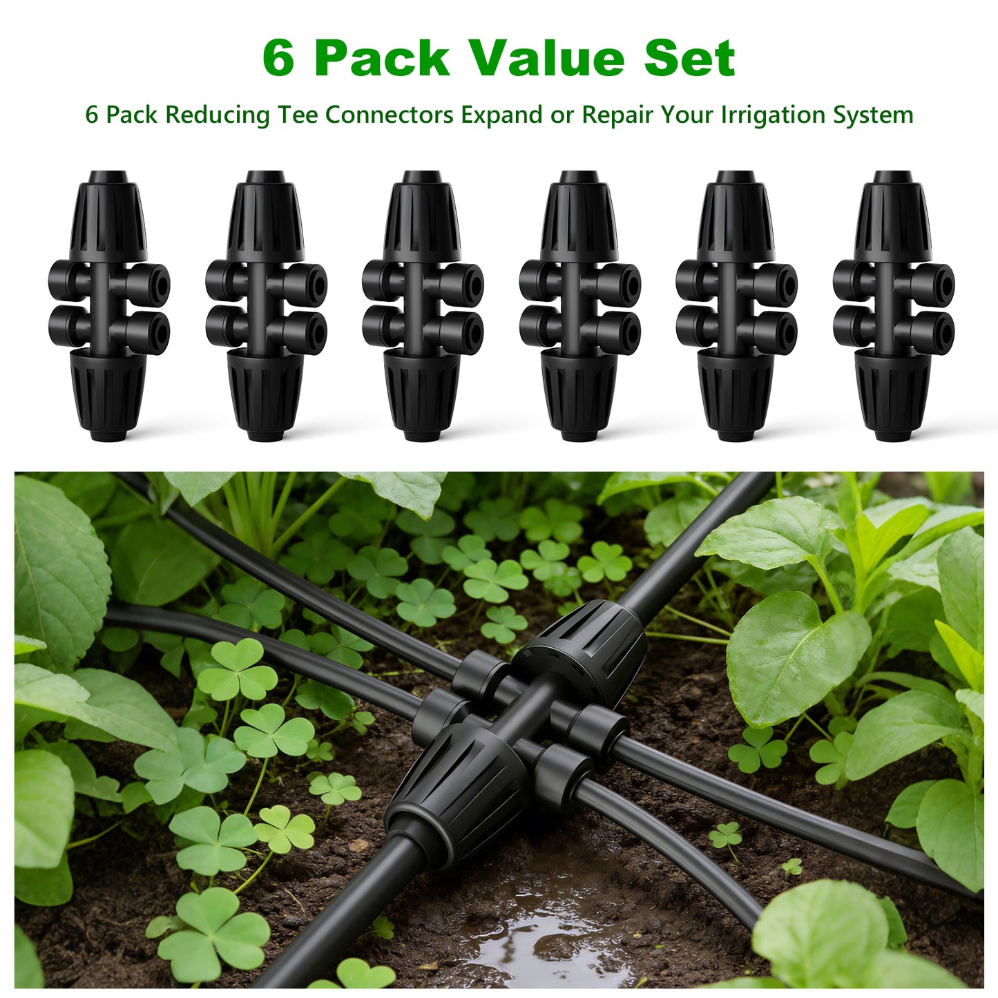 HEKIWAY - 1/2 Inch to 1/4 Inch Barbed Tee Connectors