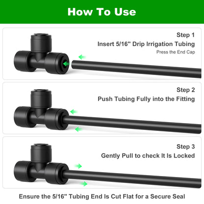 HEKIWAY - 1/4 Inch Drip Irrigation Tee Connectors